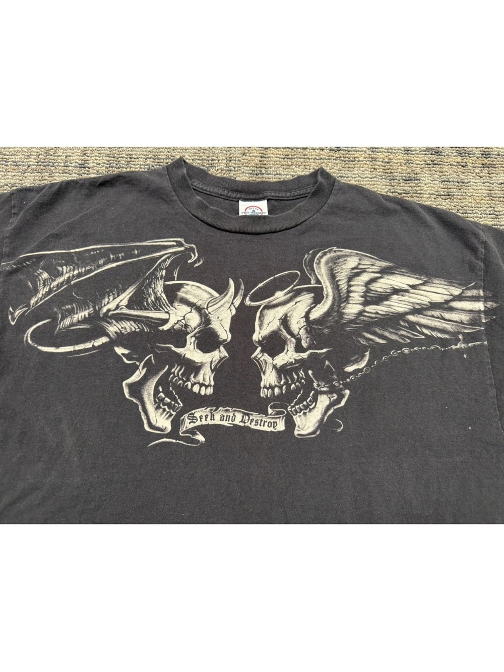 Vintage Y2K Seek & Destroy Heaven Hell Black Delta ProWeight Shirt Mens XL